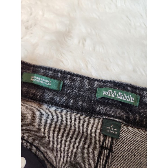 Wild Fable Women's Black High Rise Cotton Distressed Ankle Straight Jeans Size 2 - Picture 3 of 7